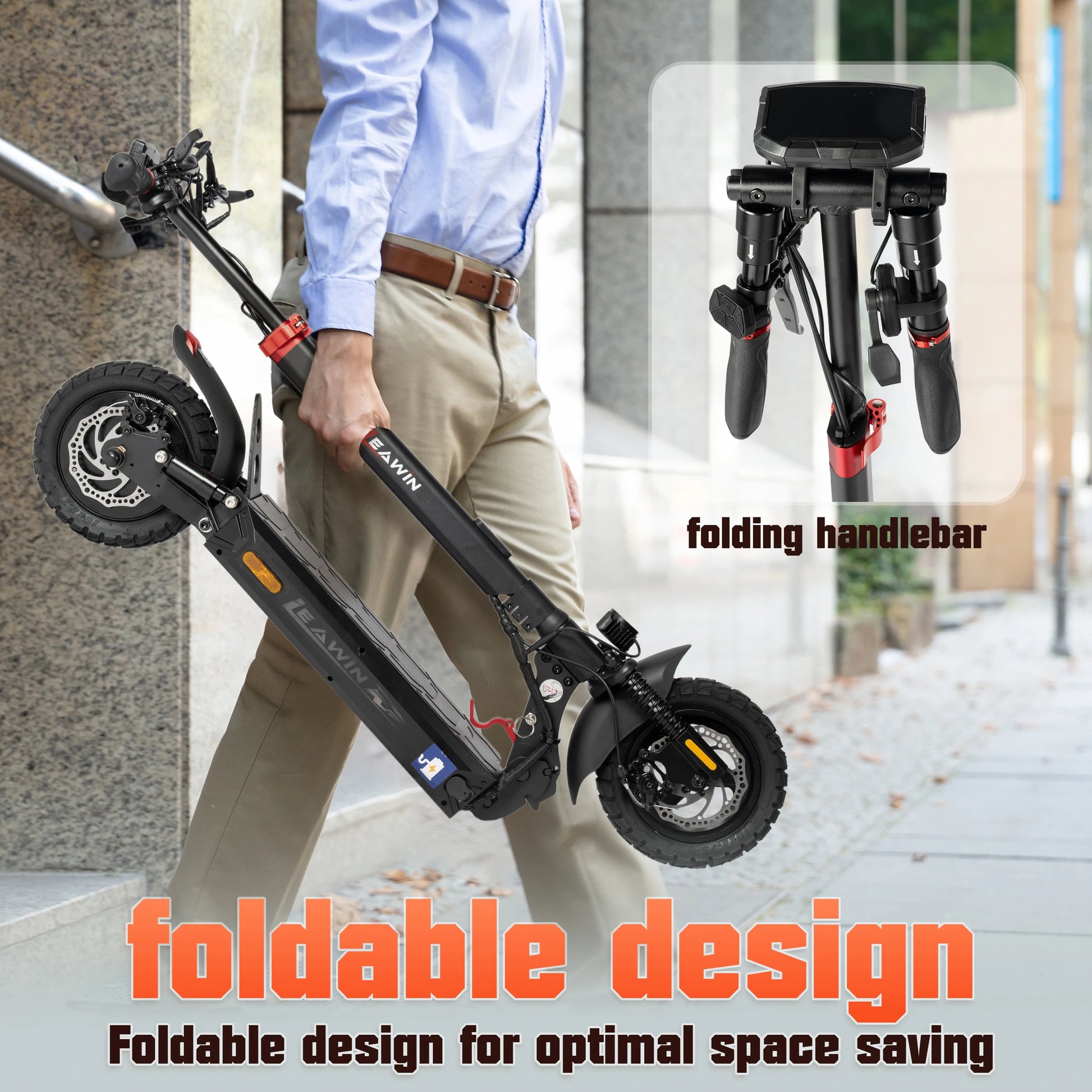 vankel 10 Inch Electric Scooter 800W Motor 48V18.2 Ah Battery Foldable E-scooter Smart LCD Display Scooter with Shock Absorber - Cilla Scooters