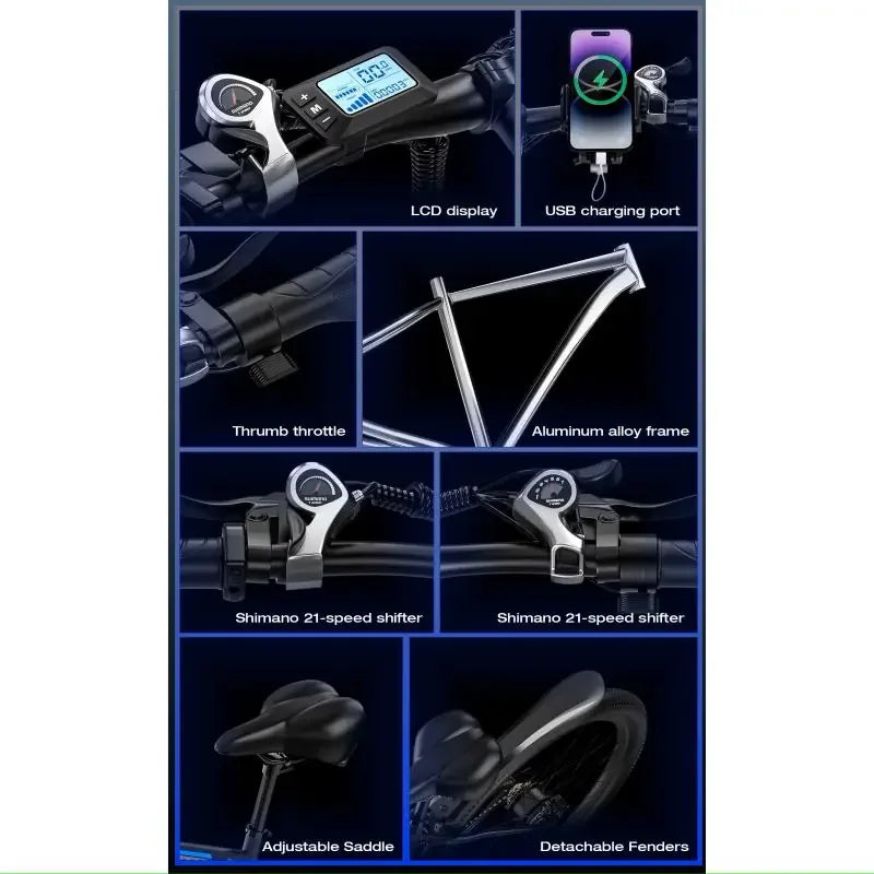 E-BYCCO E8 E-bike 750W Motor 48V17.5AH Removable Battery Electric Bike 29” Tire Mountain Snow Off-road Adult Electric Bicycle
