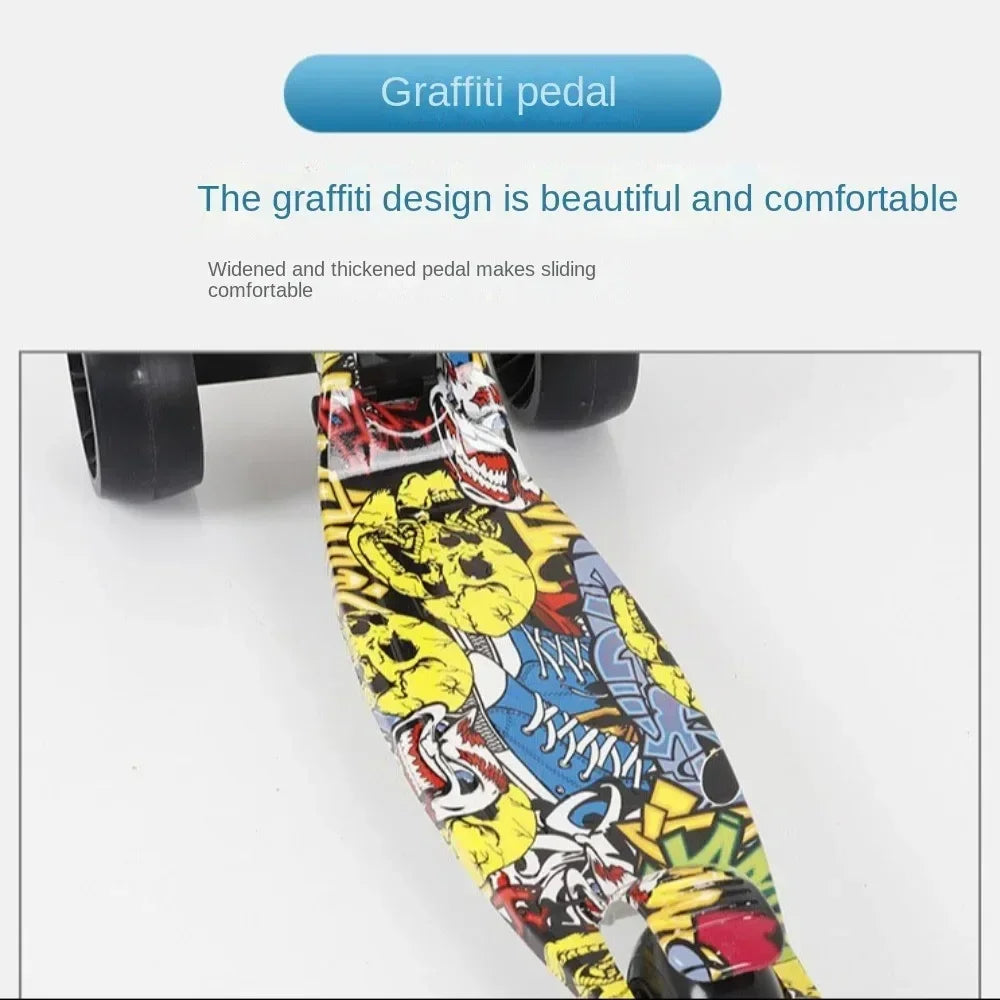 2024 New Foldable Children Scooter Widened Pedals with Flash Wheels 3 Wheel Scooter Lightweight Adjustable Height Kids Scooter