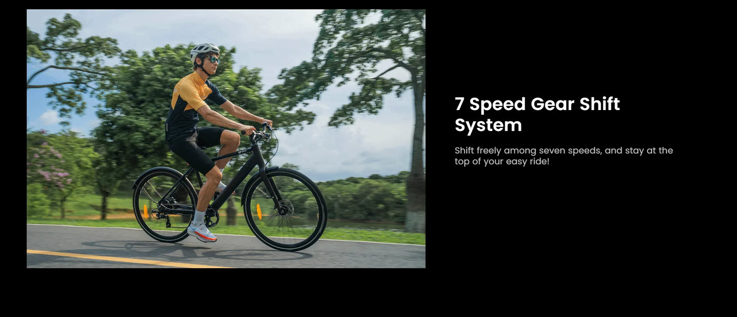 DYU Stroll 1 Electric Bike 36V 9AH 700C CST Puncture-resistant Tires Light-Weight Road City E-bike OiI Disc Brake System 7 Speed