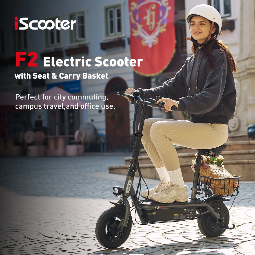 F2 E-scooter 30km/h with Seat and Basket - Cilla Scooters