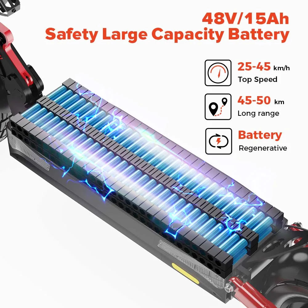 800W 15Ah Electric Scooter 10inch Powerful Electric Kick Scooter Anti-skid Off-road Tire 45km Range eScooter 45km/h With App - Cilla Scooters