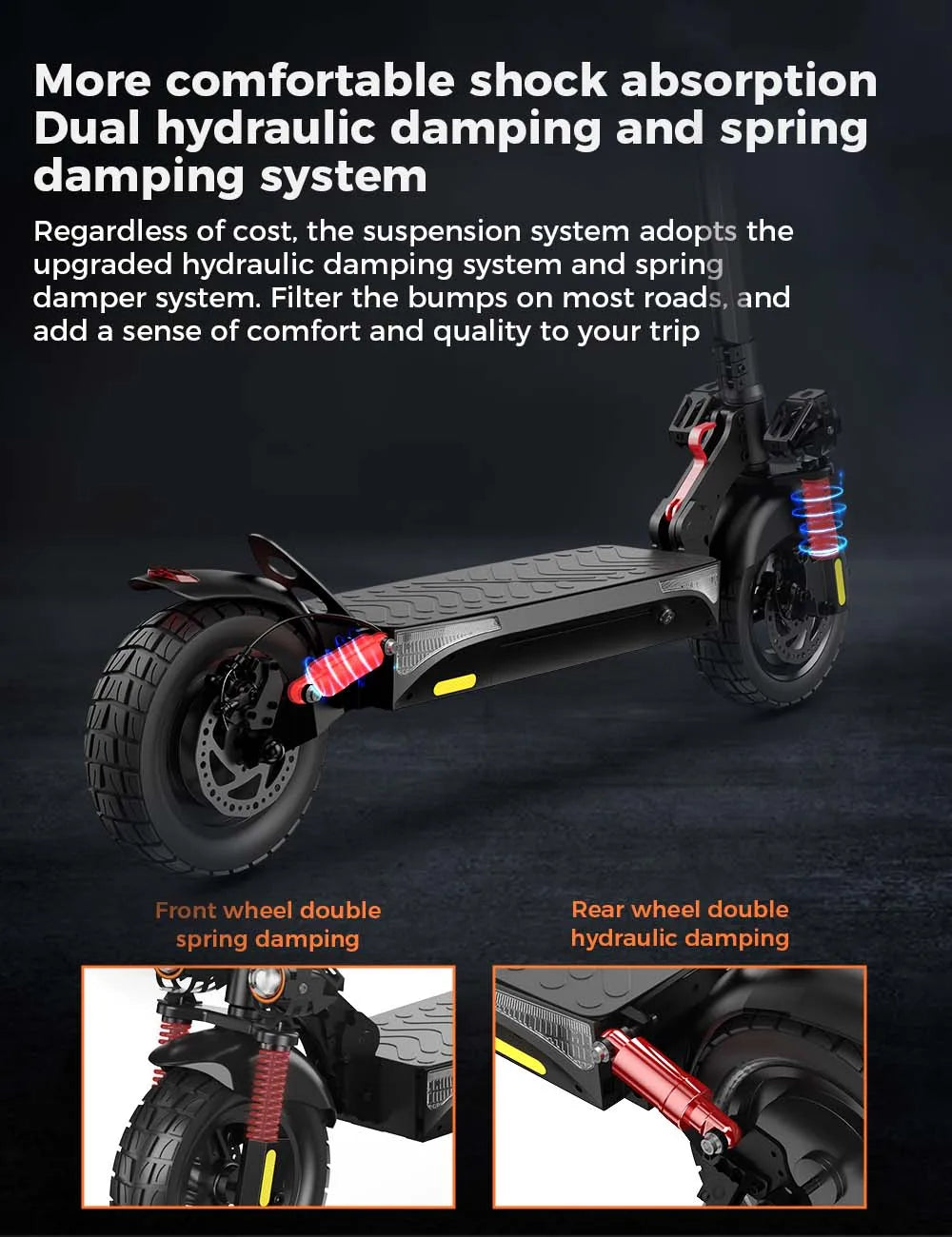 800W 15Ah Electric Scooter 10inch Powerful Electric Kick Scooter Anti-skid Off-road Tire 45km Range eScooter 45km/h With App - Cilla Scooters