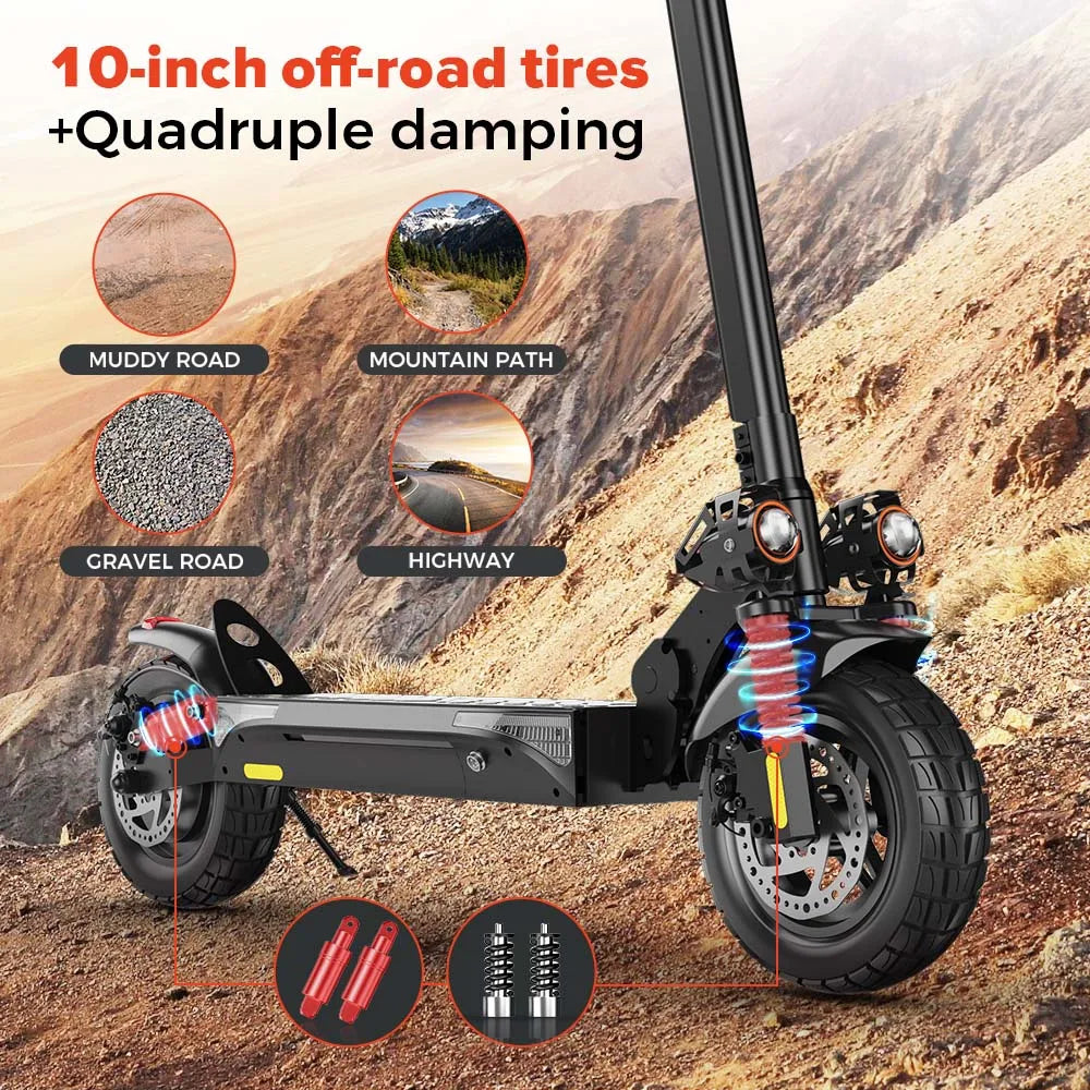800W 15Ah Electric Scooter 10inch Powerful Electric Kick Scooter Anti-skid Off-road Tire 45km Range eScooter 45km/h With App - Cilla Scooters