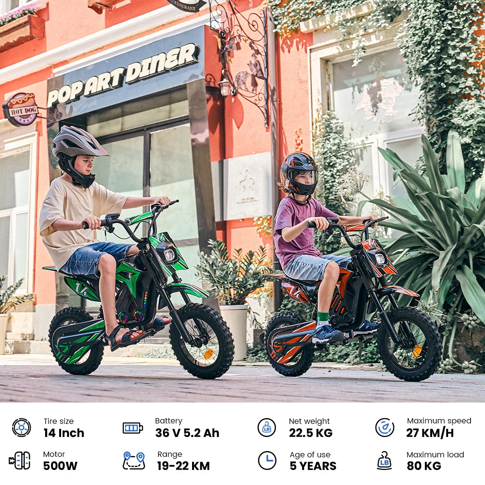 Kids E-bike A14, Bluetooth Music, 3 Speed Modes 27km/h - Cilla Scooters
