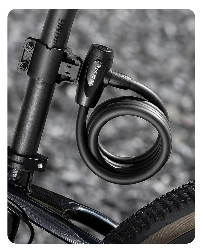 WEST BIKING Anti-freeze Bike Cable Lock 1.2/1.5m Thicken Anti-theft Safety Lock Portable Bicycle Lock MTB Road Bike Accessories - Cilla Scooters