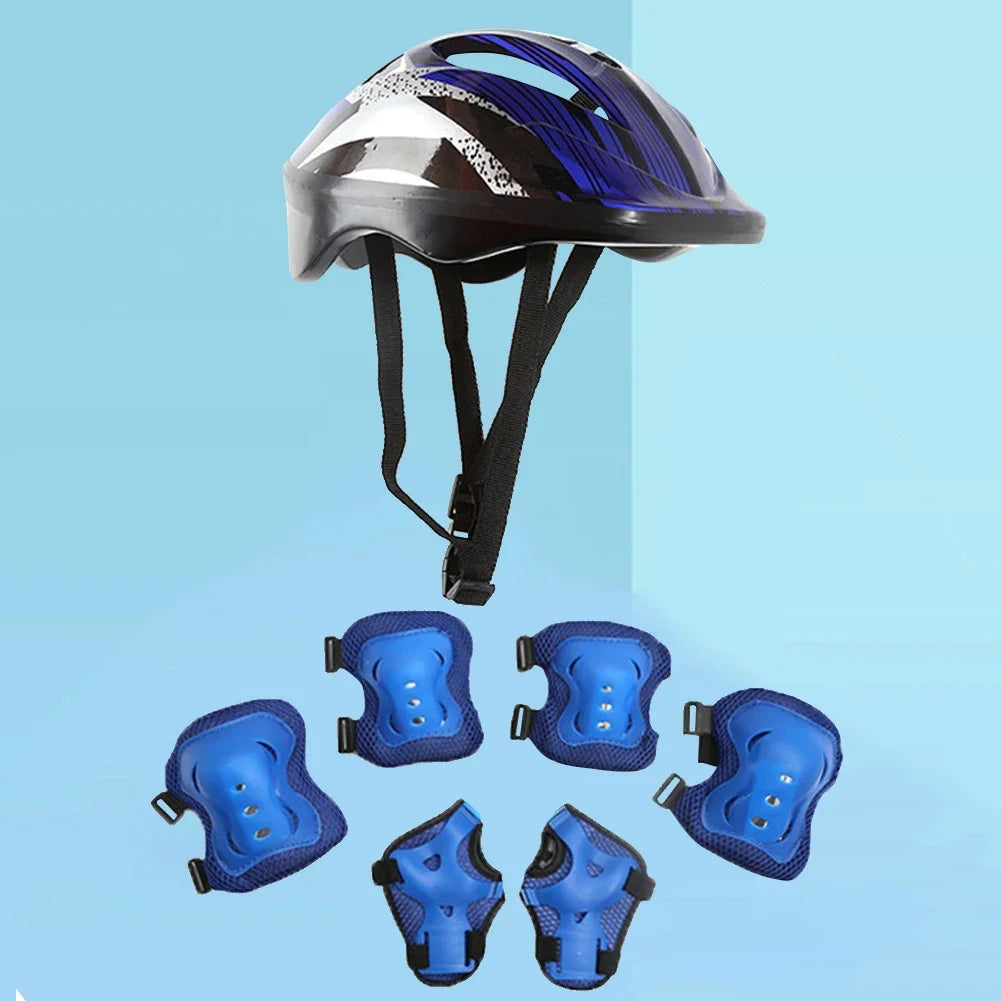 7Pcs Helmet Knee Elbow Protective Gear Set Adjustable Kids Bicycle Sport Protective Gear Set 48-55cm for Boys Girls 5-12 Years - Cilla Scooters