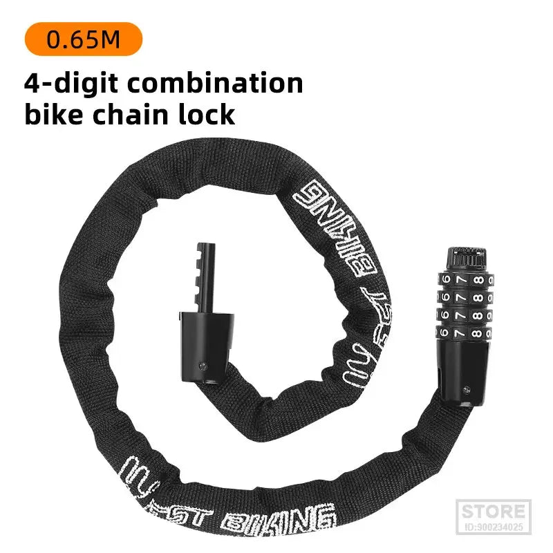 Bike Chain Lock 65-150cm Anti-theft 4 Code Safety