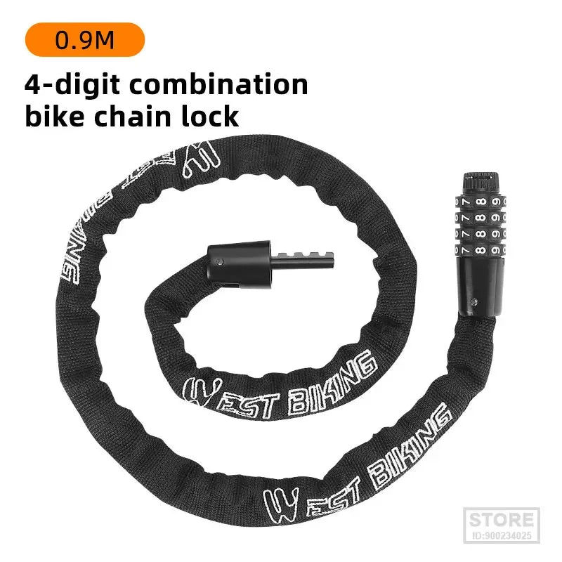 Bike Chain Lock 65-150cm Anti-theft 4 Code Safety