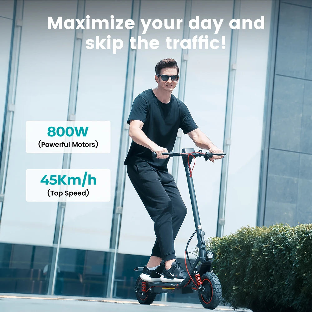 iscooter i10pro Electric Scooter 10 Inch Tire 800W 48V 15Ah Foldable eScooter Max speed 45km/h Range 60KM Kick Scooter With App - Cilla Scooters