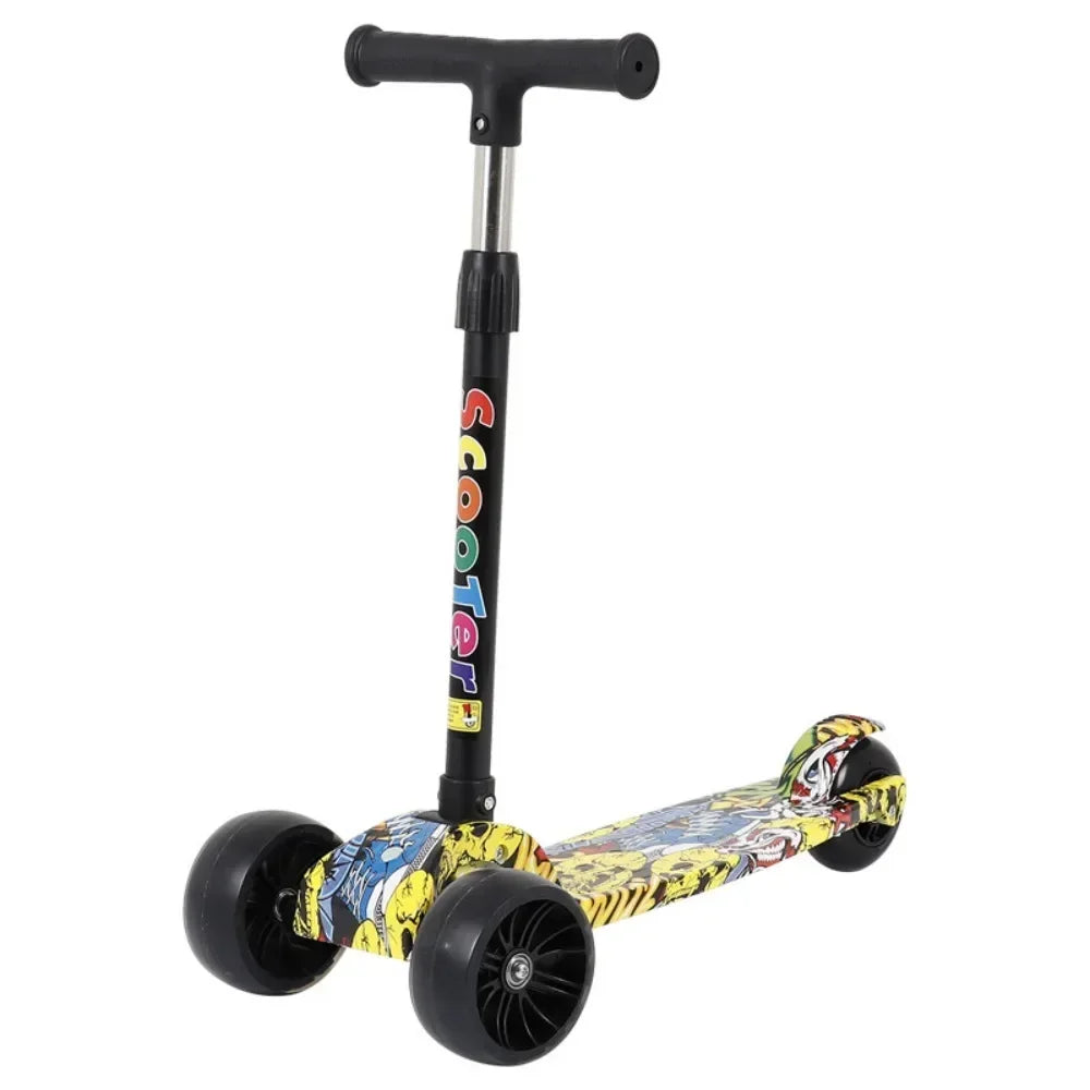 2024 New Foldable Children Scooter Widened Pedals with Flash Wheels 3 Wheel Scooter Lightweight Adjustable Height Kids Scooter