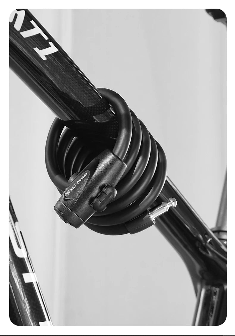 WEST BIKING Anti-freeze Bike Cable Lock 1.2/1.5m Thicken Anti-theft Safety Lock Portable Bicycle Lock MTB Road Bike Accessories - Cilla Scooters