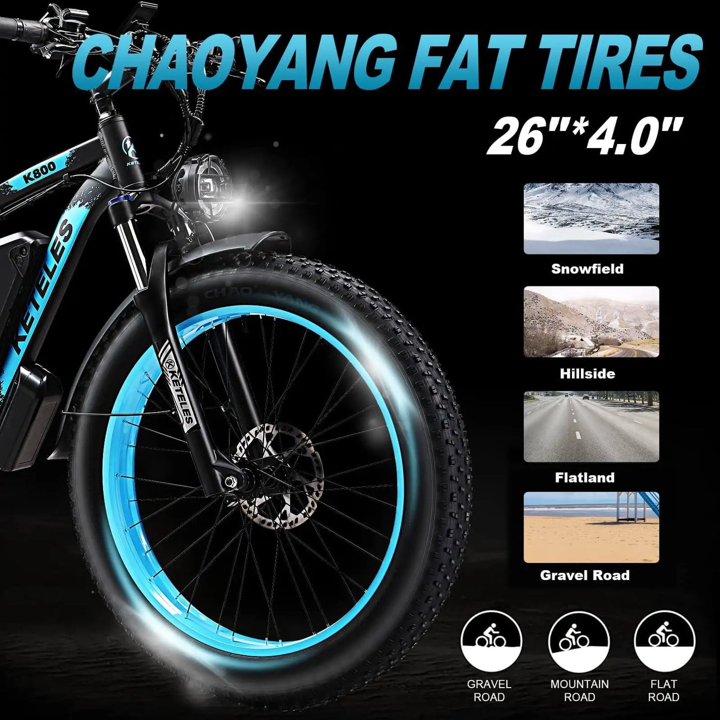 KETELES K800 2000W Mountain Electric Bike 70-80 km 55km/h 26 in Tire Hydraulic brake Aluminum alloy front fork shock absorber