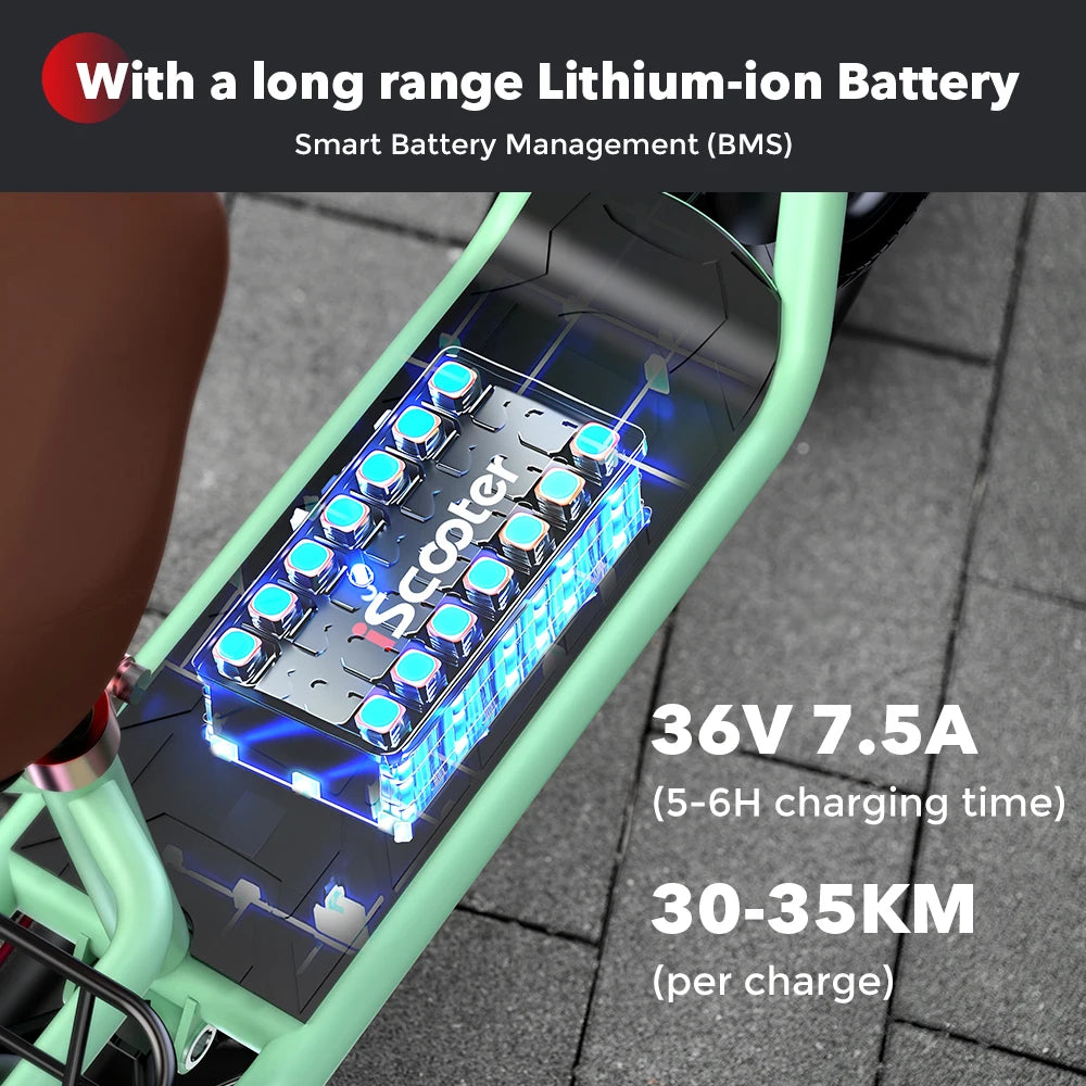 iScooter i12 Electric Scooter With seat And basket 12 Inch 500W Foldable Kick eScooter 36V 7.5Ah Max Range 35km Mobility Scooter - Cilla Scooters