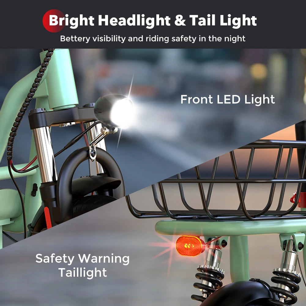 iScooter i12 Electric Scooter With seat And basket 12 Inch 500W Foldable Kick eScooter 36V 7.5Ah Max Range 35km Mobility Scooter - Cilla Scooters