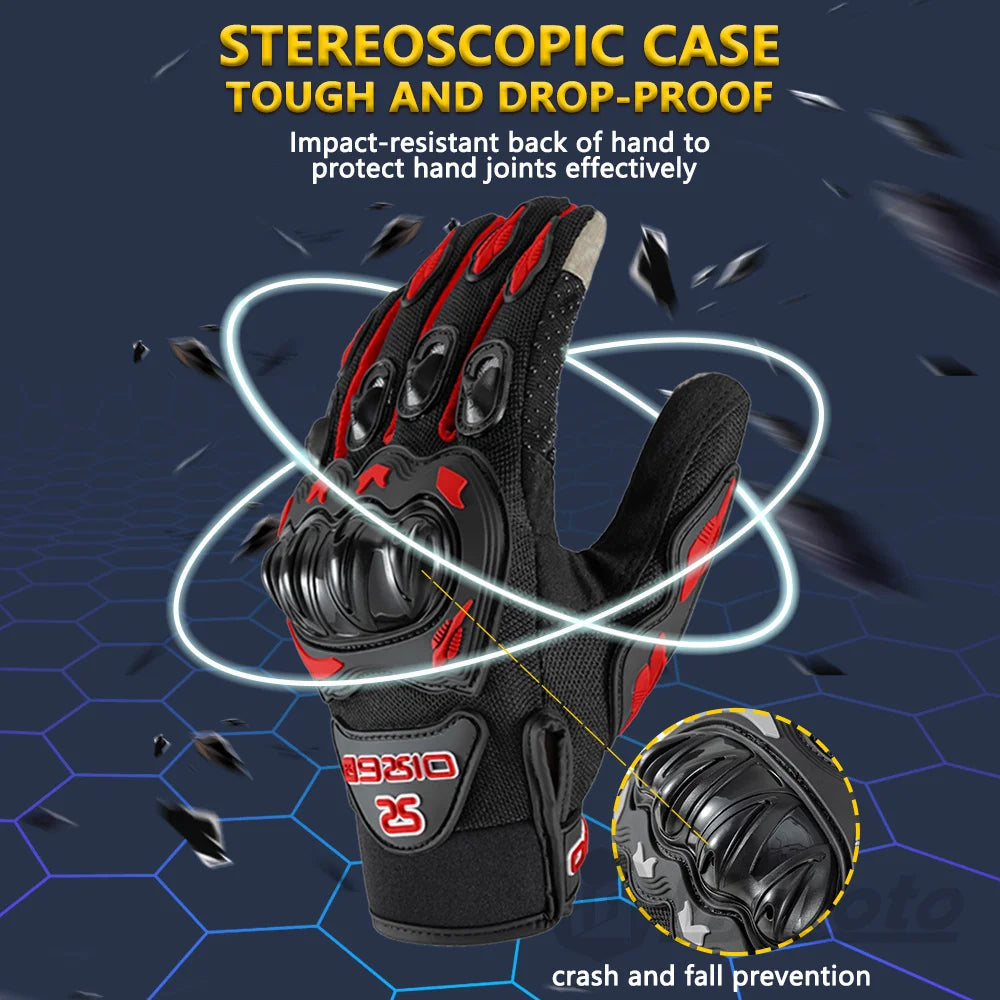 Summer Breathable Full Finger Motorcycle Gloves Touch Screen non slip - Cilla Scooters