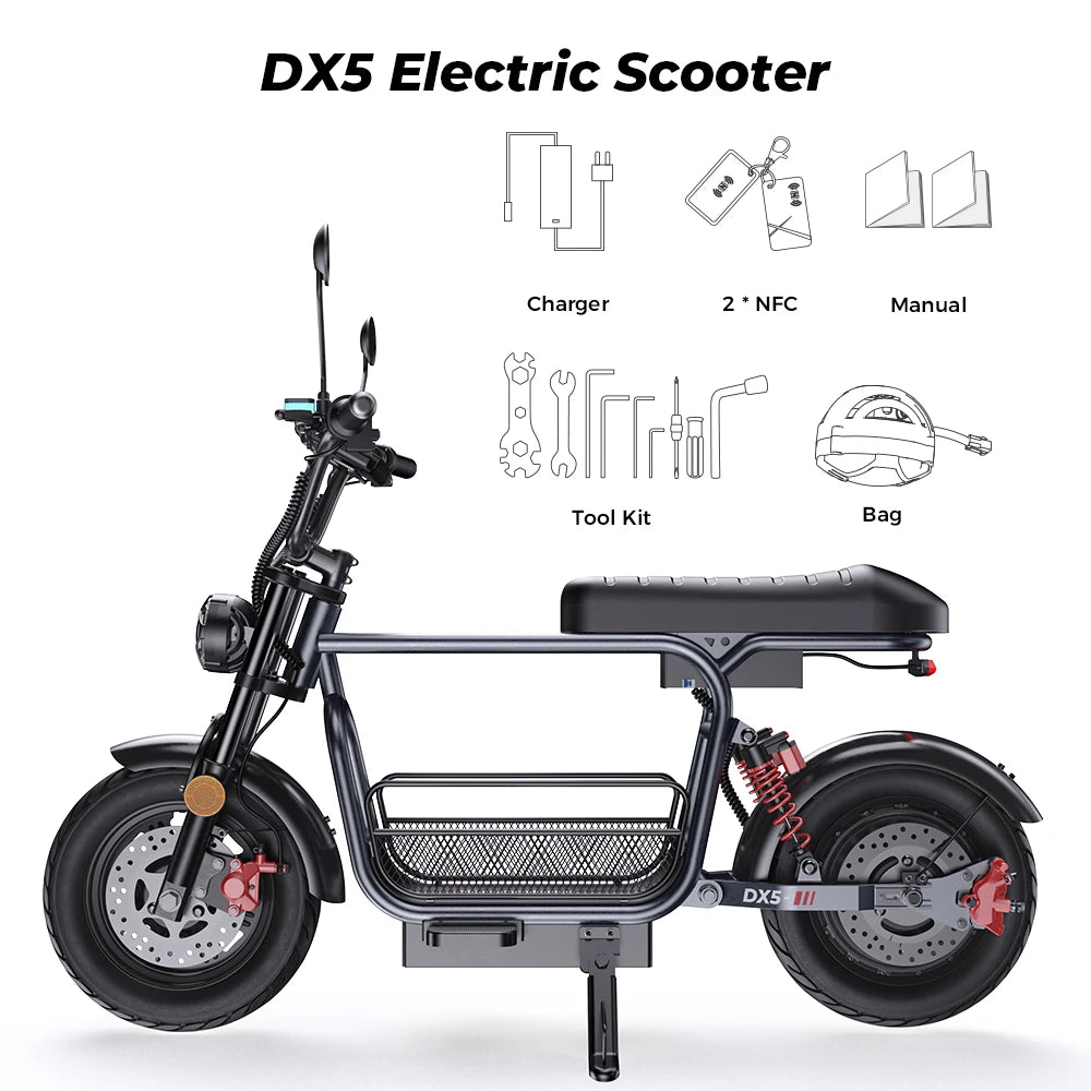iScooter DX5 E-scooter With Seat and Basket 55KM/h - Cilla Scooters