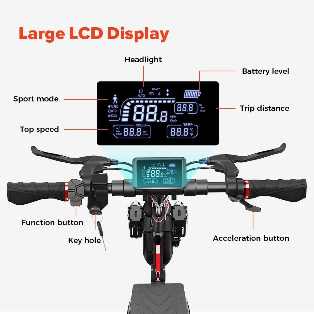 800W 15Ah Electric Scooter 10inch Powerful Electric Kick Scooter Anti-skid Off-road Tire 45km Range eScooter 45km/h With App - Cilla Scooters