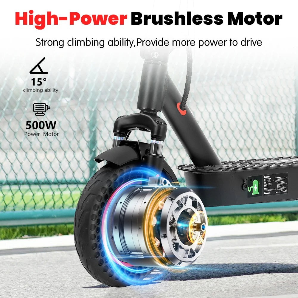 iScooter i9max Electric Scooter 36V 10Ah 500W Motor 40km Max Range 35km/h Speed 10inch Foldable Electric Kick eScooter with App - Cilla Scooters
