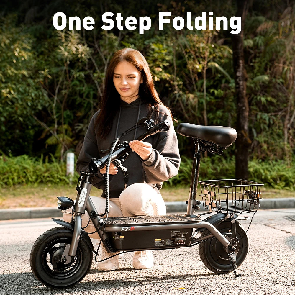 F2 E-scooter 30km/h with Seat and Basket - Cilla Scooters