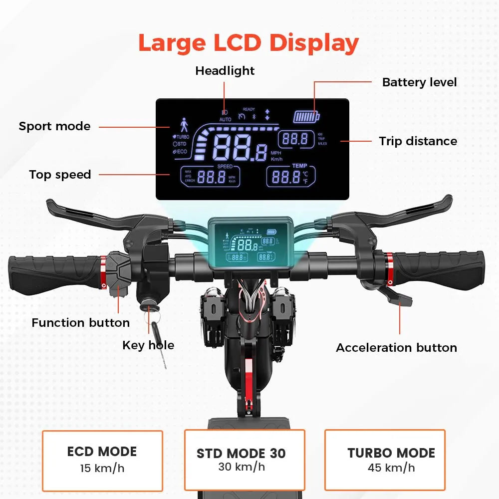 800W 15Ah Electric Scooter 10inch Powerful Electric Kick Scooter Anti-skid Off-road Tire 45km Range eScooter 45km/h With App - Cilla Scooters