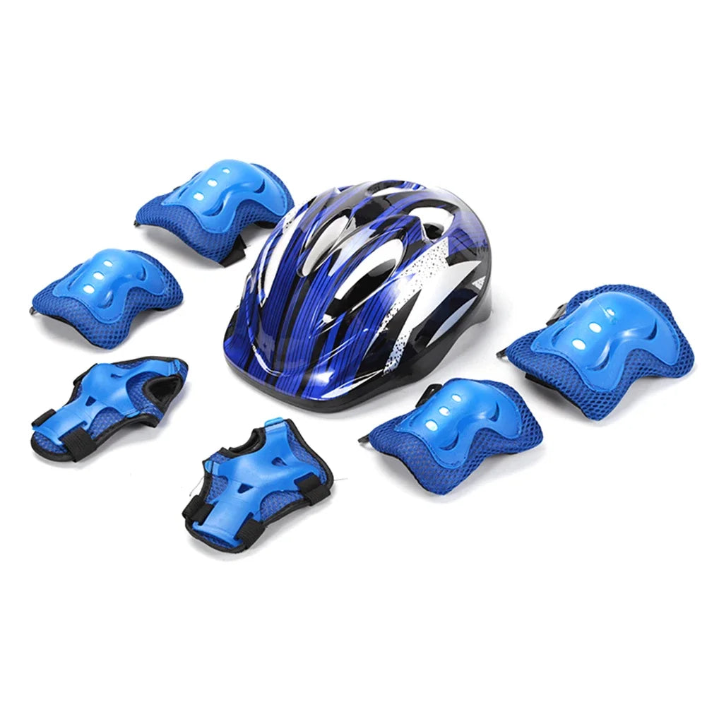 7Pcs Helmet Knee Elbow Protective Gear Set Adjustable Kids Bicycle Sport Protective Gear Set 48-55cm for Boys Girls 5-12 Years - Cilla Scooters