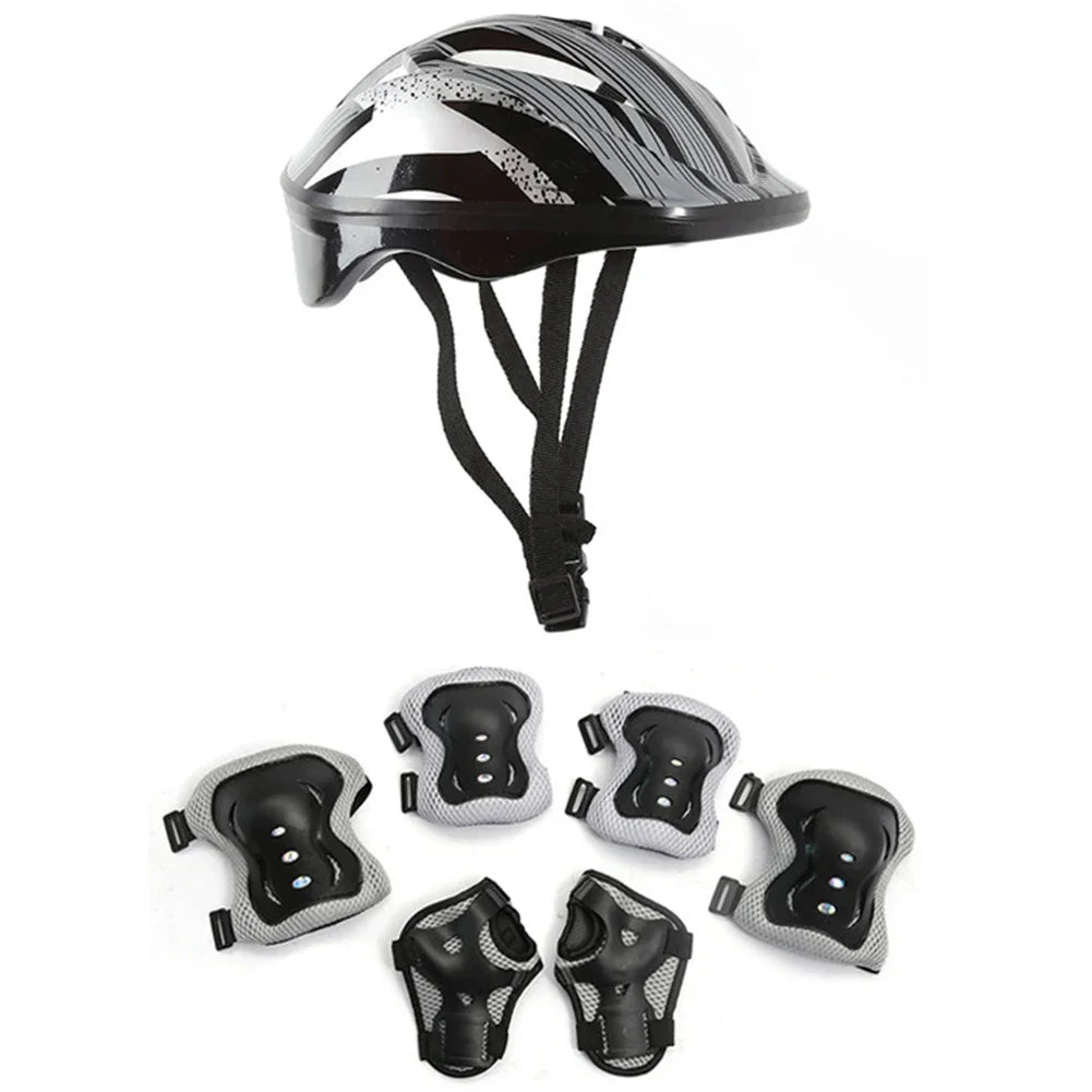 7Pcs Helmet Knee Elbow Protective Gear Set Adjustable Kids Bicycle Sport Protective Gear Set 48-55cm for Boys Girls 5-12 Years - Cilla Scooters