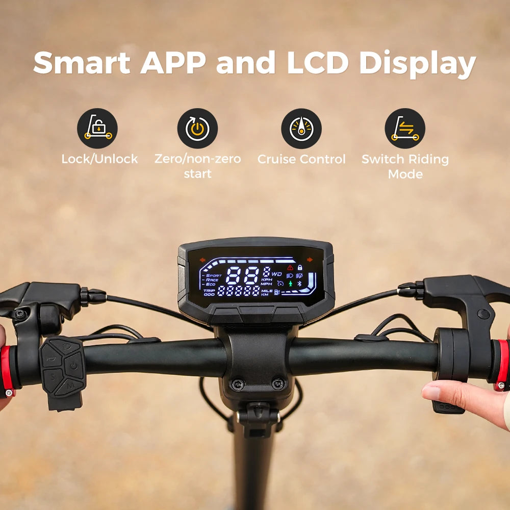 Ix7pro Electric Scooter 17.5Ah 2000W Dual Drive Scooter 10inch Anti-skid Off Road Pneumatic Kick Scooter 60 KM/H Speed with APP - Cilla Scooters