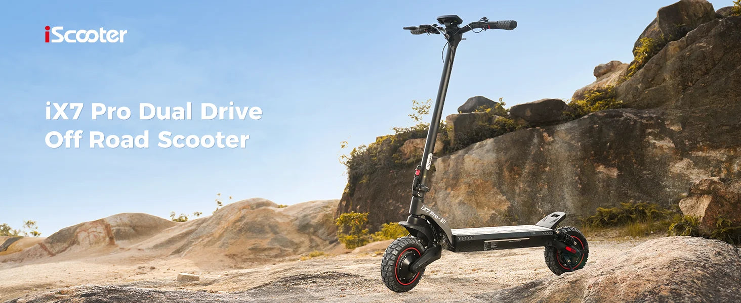 iScooter iX7Pro Dual Drive Off-Road Electric Scooter 2000W 48V17.5Ah eScooter 60km/h Speed 10inch Tire Foldable Scooter With App - Cilla Scooters