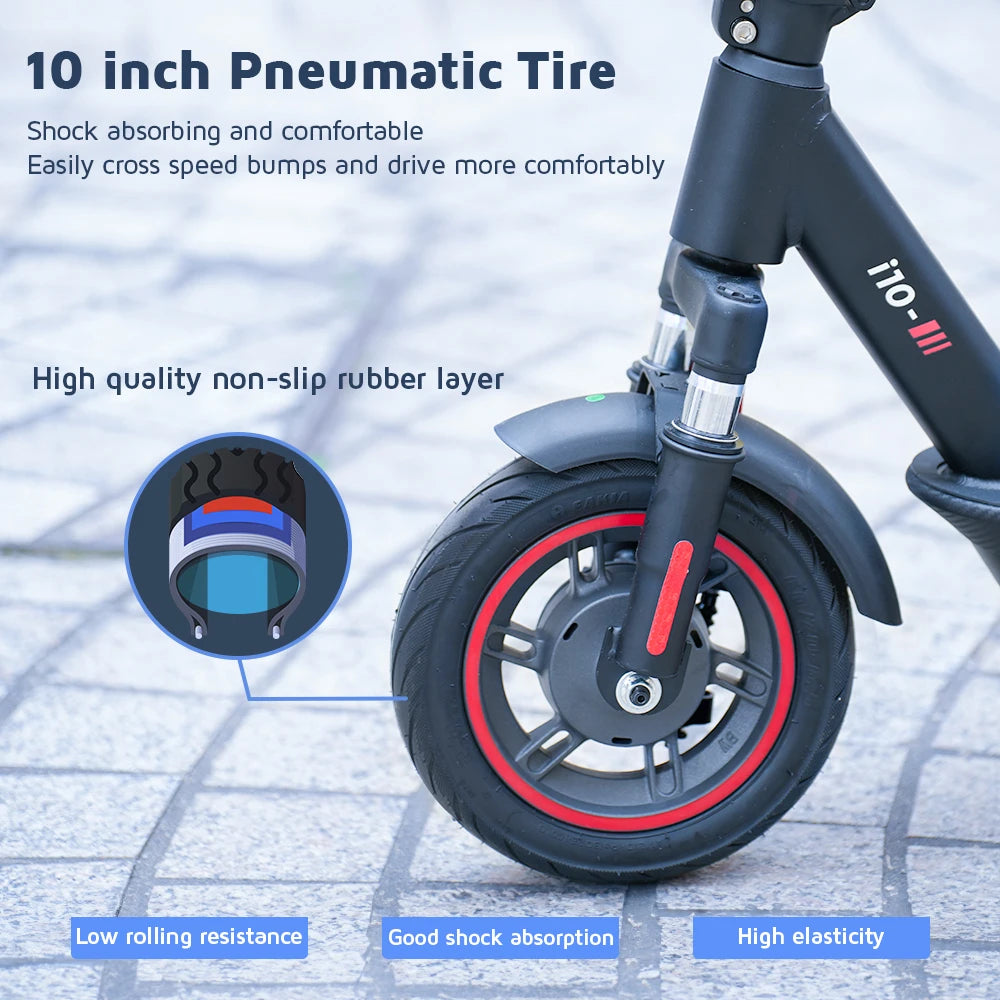 iScooter i10 Electric Scooter 650W Motor 36V15Ah 10inch Foldable Electric Kick Scooter 45km Max Range Electric eScooter With APP - Cilla Scooters