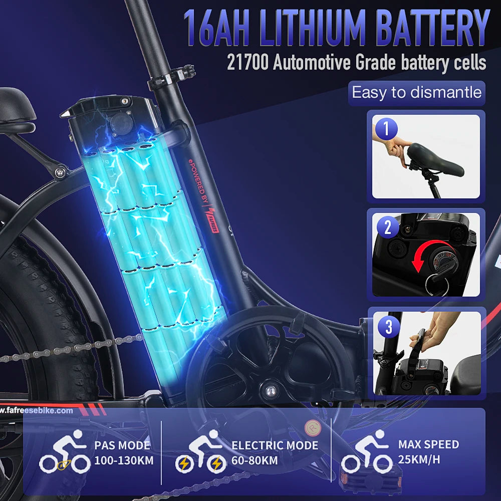 Fafrees F20 250W 20" Folding Electric Bike 576Wh City E-Bike 36V 16Ah Battery