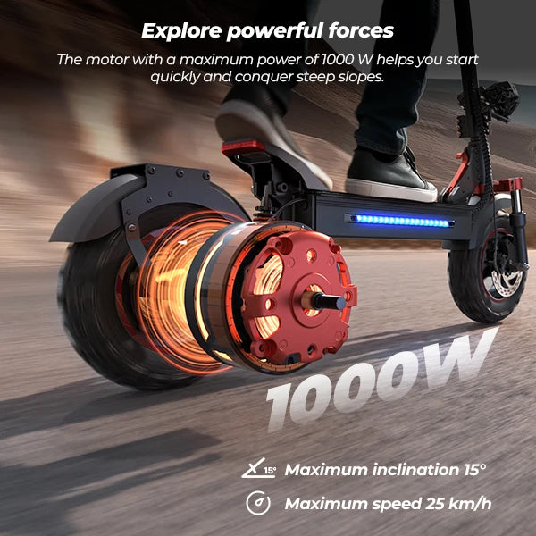 iScooter iX5S Electric Scooter Rear Drive Off-Road 11 Inch Tire 1000W 48V Range 65km Max Speed 45km/h Foldable Electric eScooter - Cilla Scooters