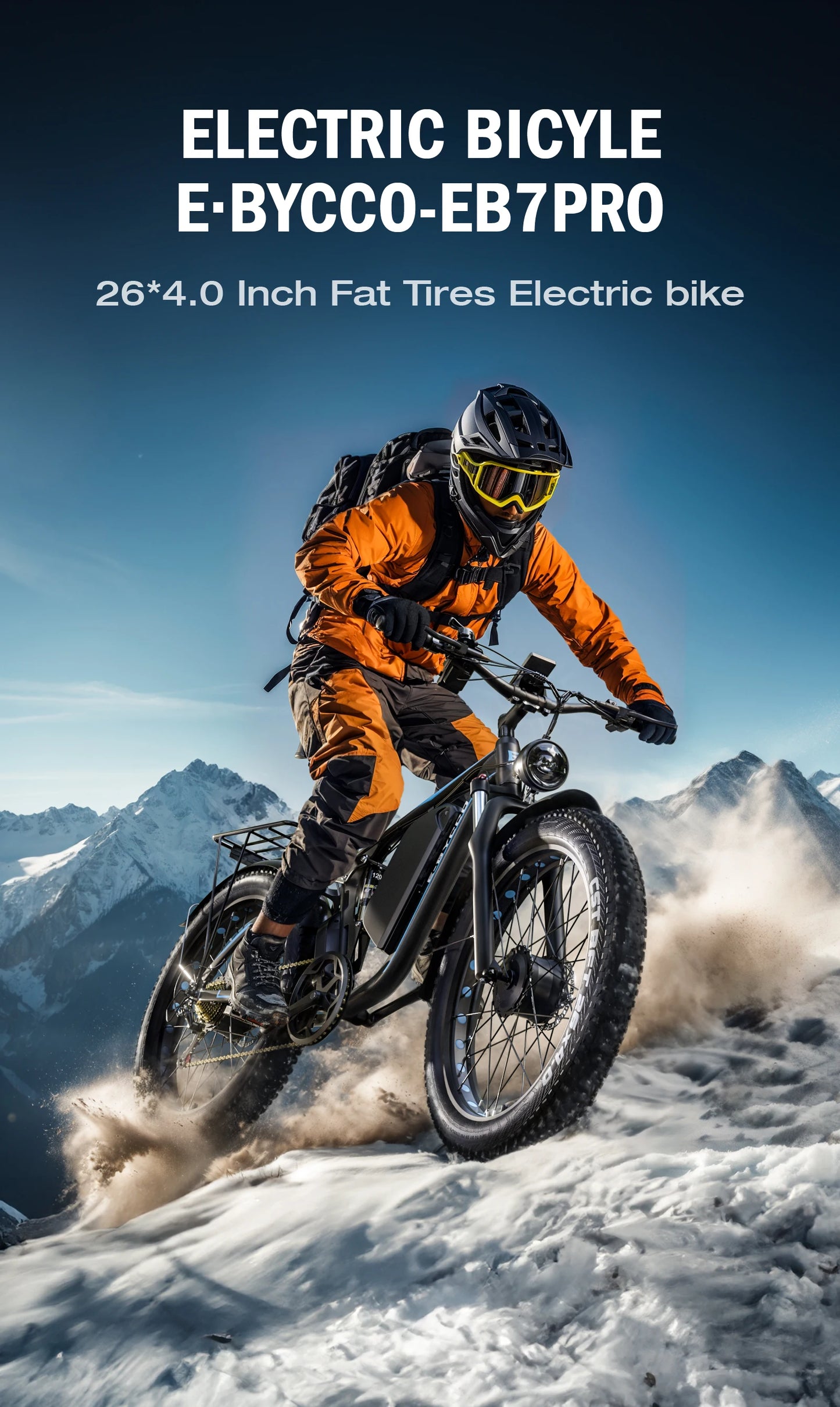 E-BYCCO-Electric Bike EB7Pro, All Terrain Bike with 3000W Motor, 52V 23AH Waterproof Battery, 7-Speed Hydraulic Oil Brake, 26x4.