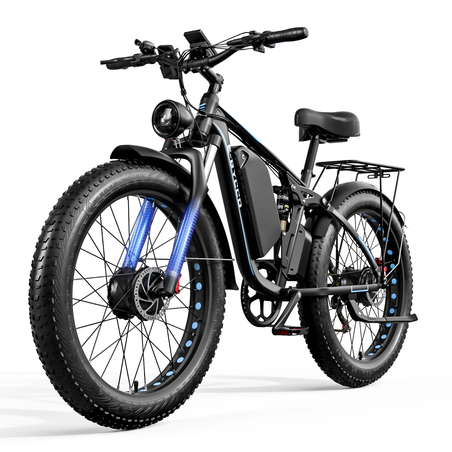 E-BYCCO-Electric Bike EB7Pro, All Terrain Bike with 3000W Motor, 52V 23AH Waterproof Battery, 7-Speed Hydraulic Oil Brake, 26x4.