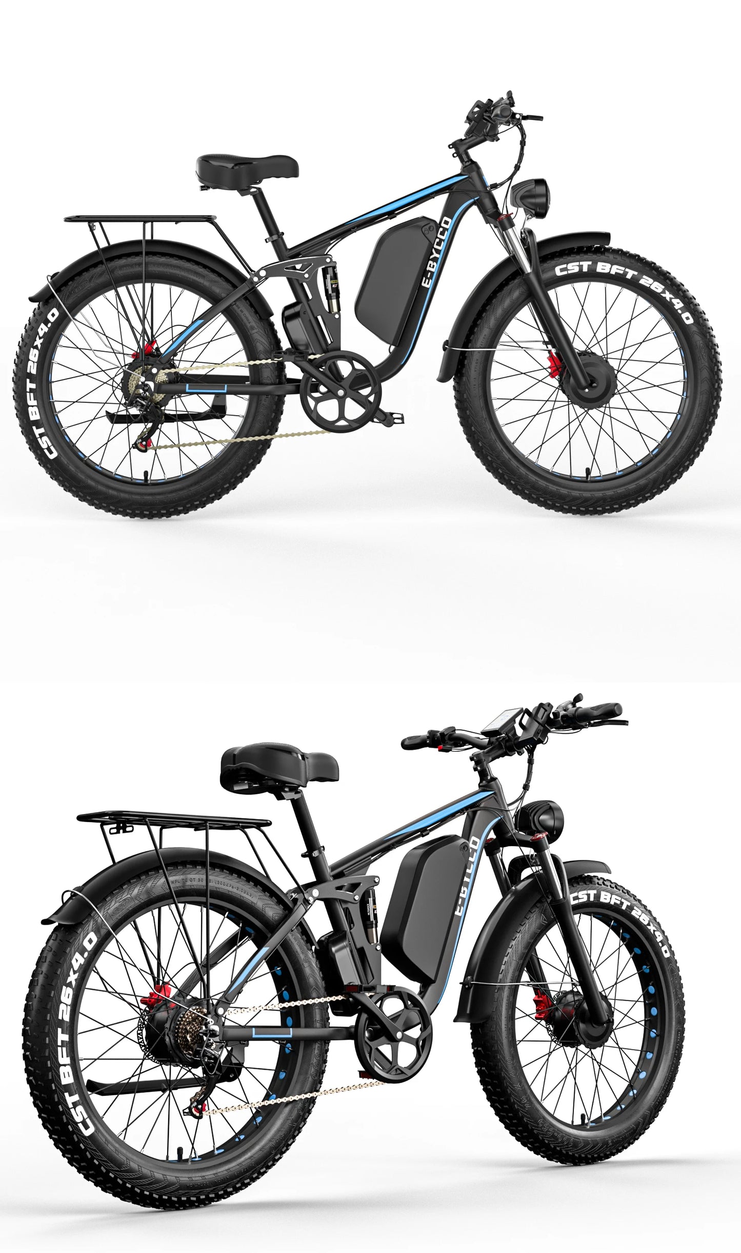 E-BYCCO-Electric Bike EB7Pro, All Terrain Bike with 3000W Motor, 52V 23AH Waterproof Battery, 7-Speed Hydraulic Oil Brake, 26x4.