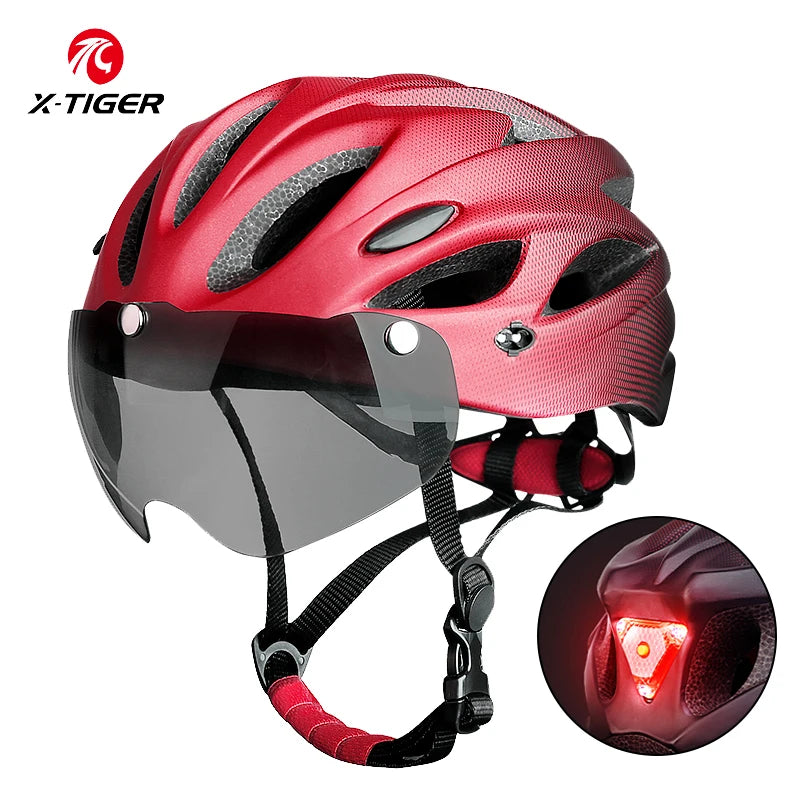 X-TIGER Bike Helmet with LED Rear Light Dual Mode Goggle Cycling - Cilla Scooters