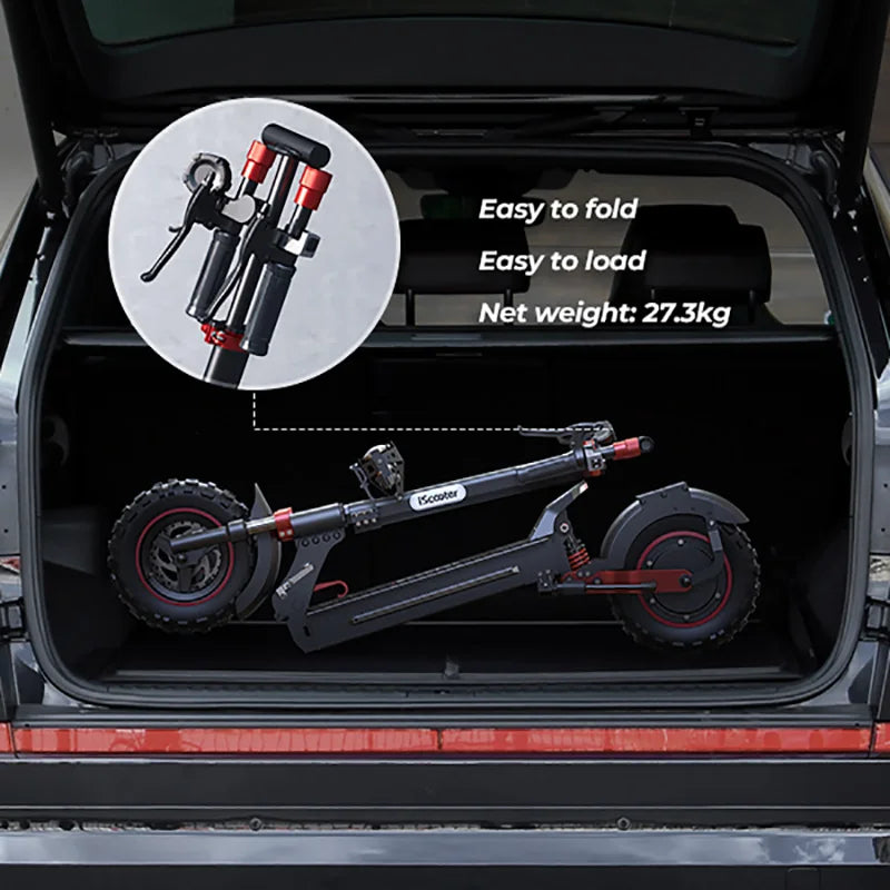 iScooter iX5S Electric Scooter Rear Drive Off-Road 11 Inch Tire 1000W 48V Range 65km Max Speed 45km/h Foldable Electric eScooter - Cilla Scooters