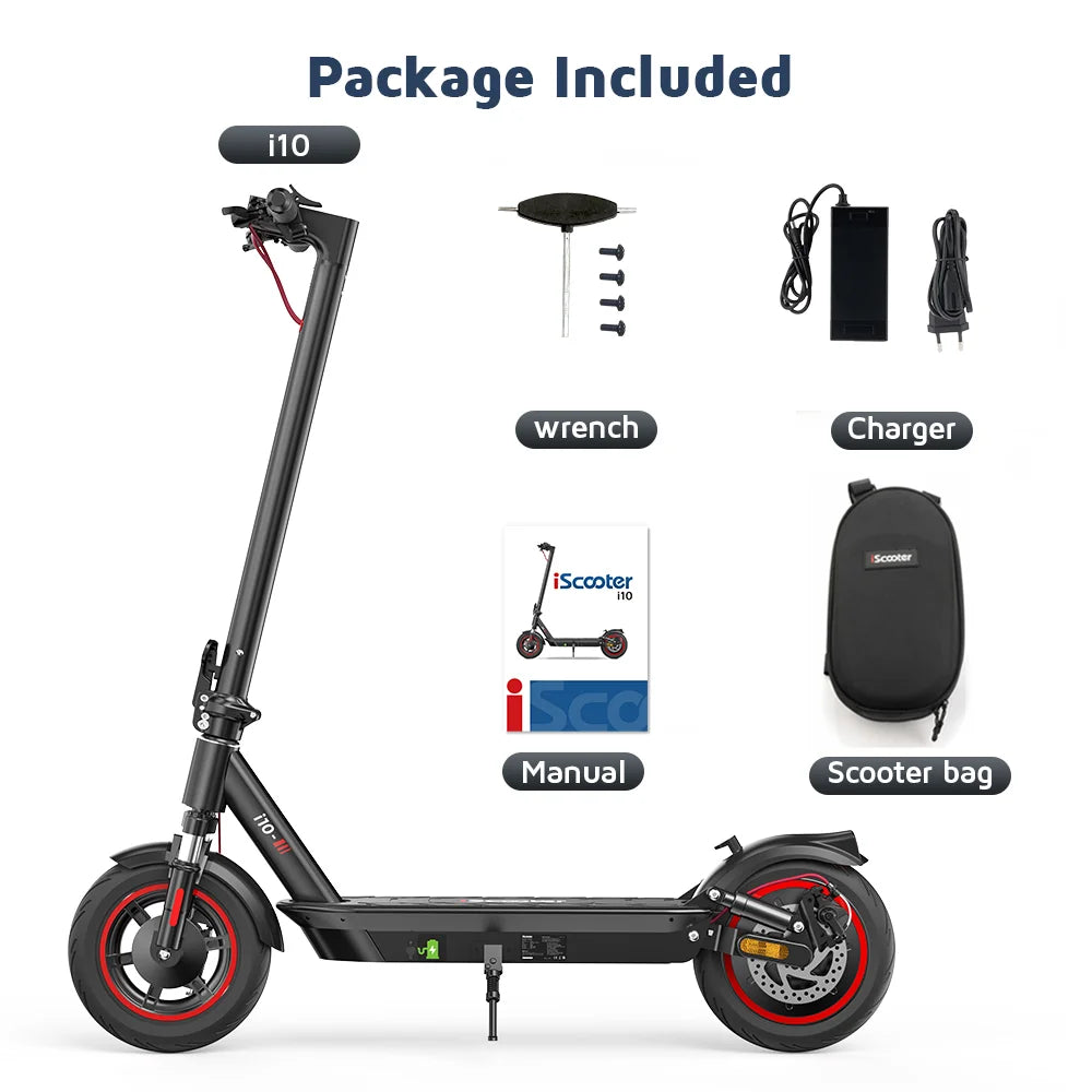 iScooter i10 Electric Scooter 650W Motor 36V15Ah 10inch Foldable Electric Kick Scooter 45km Max Range Electric eScooter With APP - Cilla Scooters