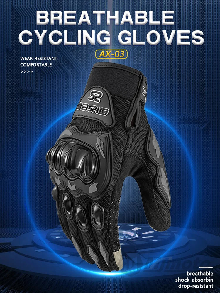 Summer Breathable Full Finger Motorcycle Gloves Touch Screen non slip - Cilla Scooters