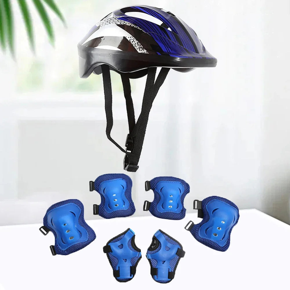 7Pcs Helmet Knee Elbow Protective Gear Set Adjustable Kids Bicycle Sport Protective Gear Set 48-55cm for Boys Girls 5-12 Years - Cilla Scooters