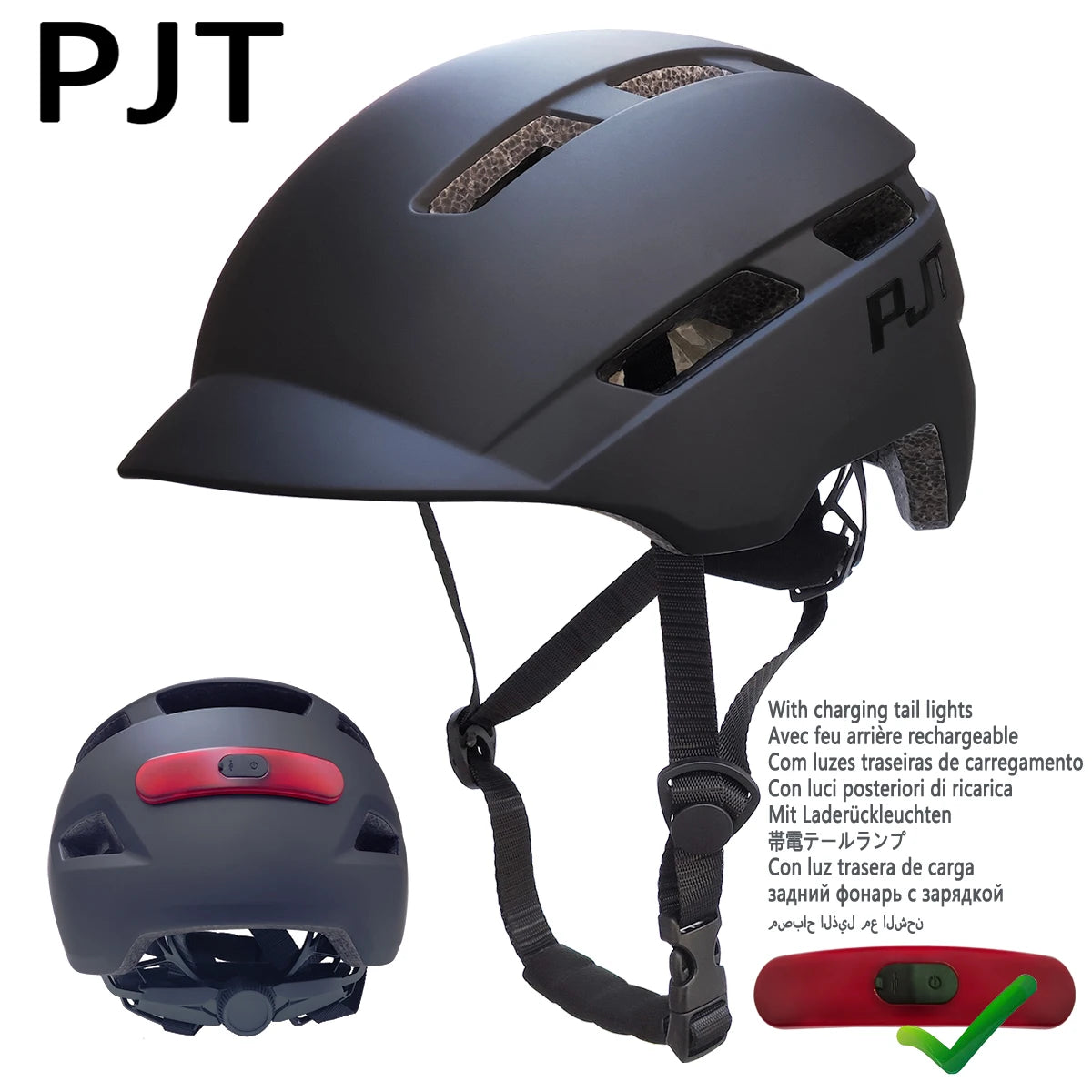 PJT Cycling Helmet USB Rechargeable light - Cilla Scooters