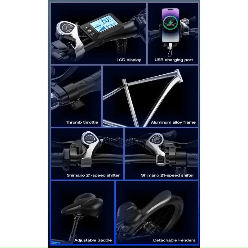 Ebycco E8 E-Bike 750W Brushless Motor 48V17.5AH Removable Battery 21-Speed Electric Bicycle 29-Inch Tires Off-road Electric Bike - Cilla Scooters