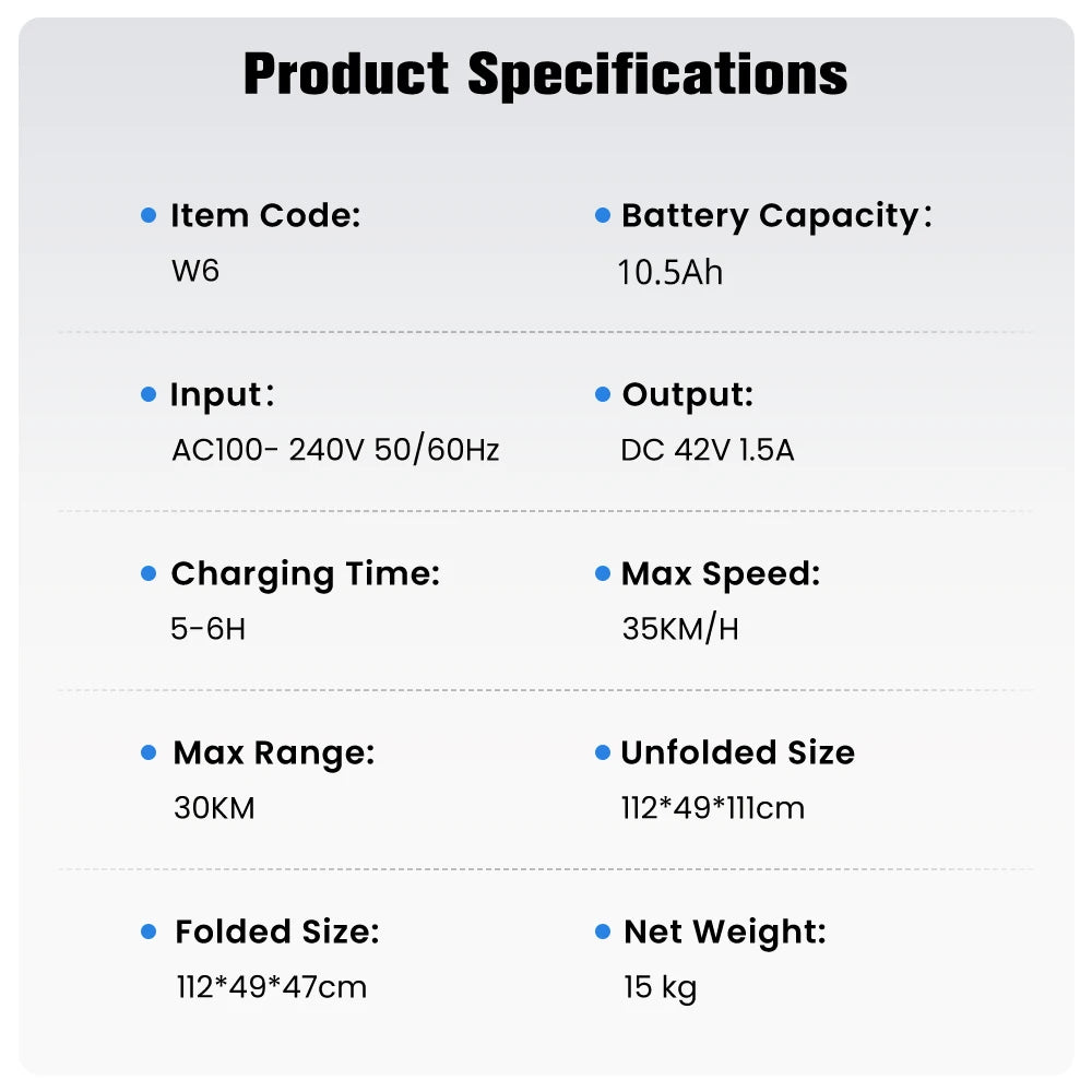 W6 Electric Scooter 10 Inch 500W Motor 36V 10.5Ah Battery 35km/h Max Speed Foldable E-Scooter With APP Dual Brakes Scooters - Cilla Scooters