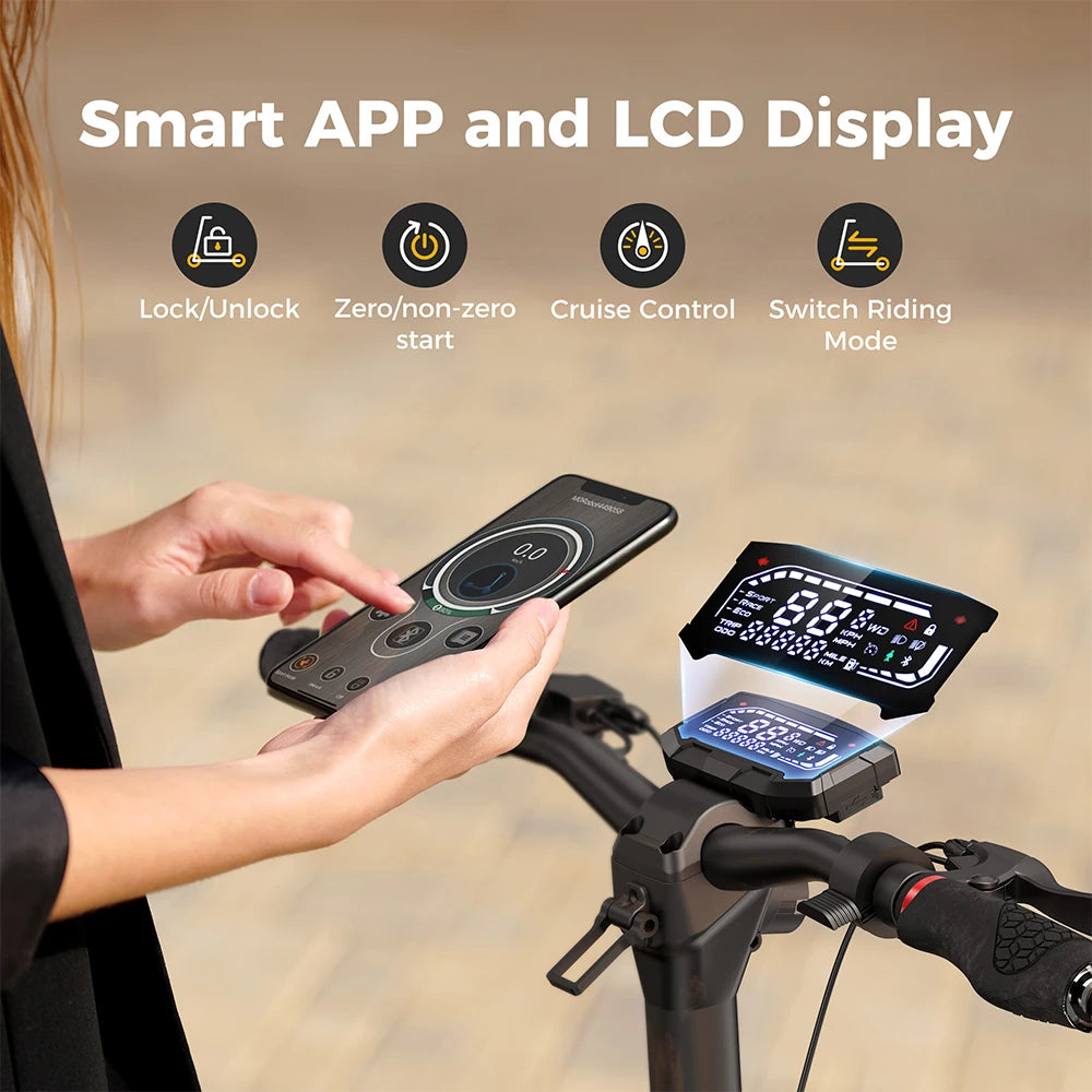 Ix7pro Electric Scooter 17.5Ah 2000W Dual Drive Scooter 10inch Anti-skid Off Road Pneumatic Kick Scooter 60 KM/H Speed with APP - Cilla Scooters