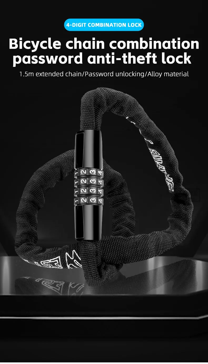Bike Chain Lock 65-150cm Anti-theft 4 Code Safety