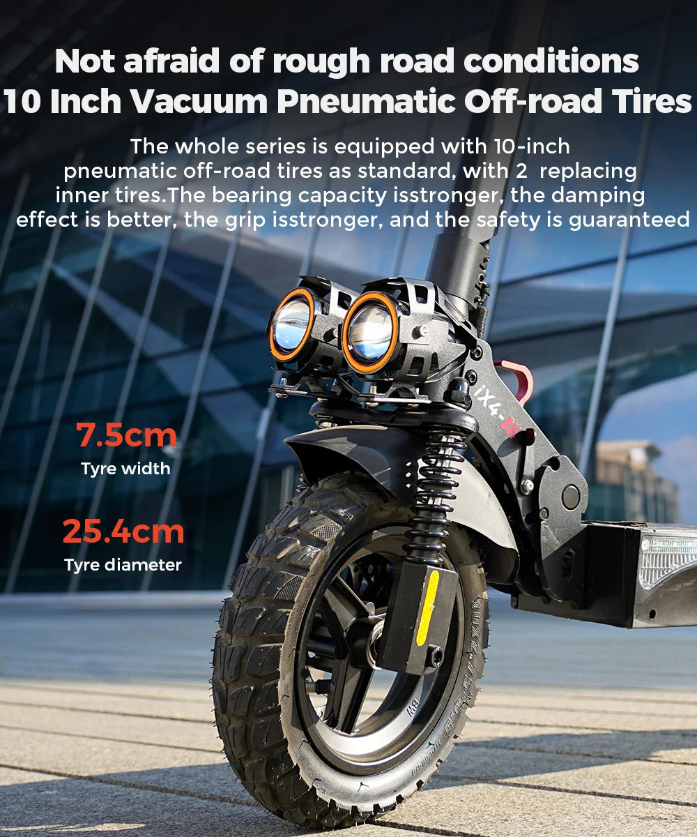 iScooter iX4 Electric Scooter 800W Motor 48V 15Ah 40-45km Range 45km/h Speed Dual Disc Brake foldable Off-Road eScooter With App - Cilla Scooters