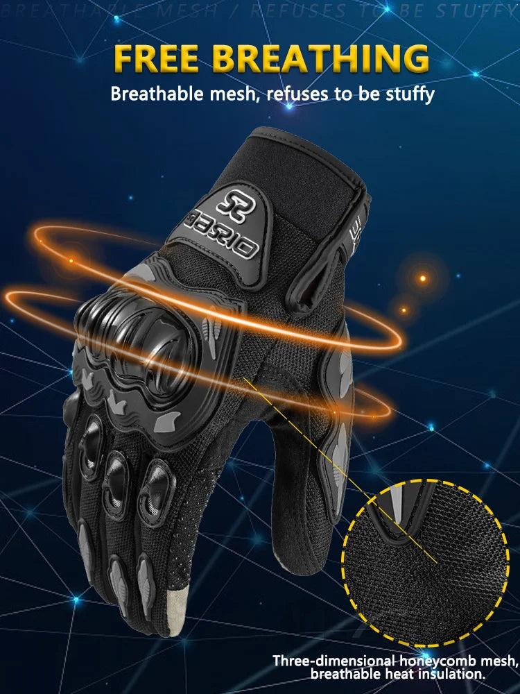 Summer Breathable Full Finger Motorcycle Gloves Touch Screen non slip - Cilla Scooters