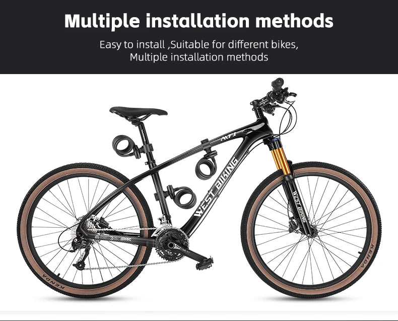 WEST BIKING Anti-freeze Bike Cable Lock 1.2/1.5m Thicken Anti-theft Safety Lock Portable Bicycle Lock MTB Road Bike Accessories - Cilla Scooters