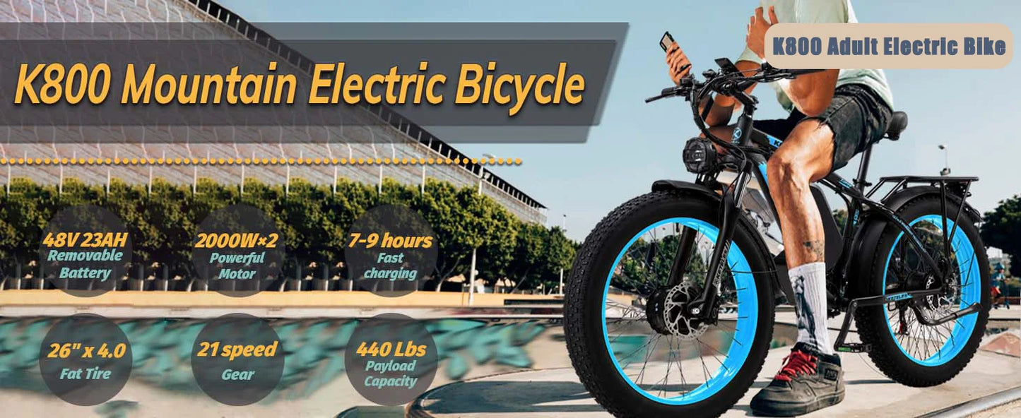 KETELES K800 2000W Mountain Electric Bike 70-80 km 55km/h 26 in Tire Hydraulic brake Aluminum alloy front fork shock absorber