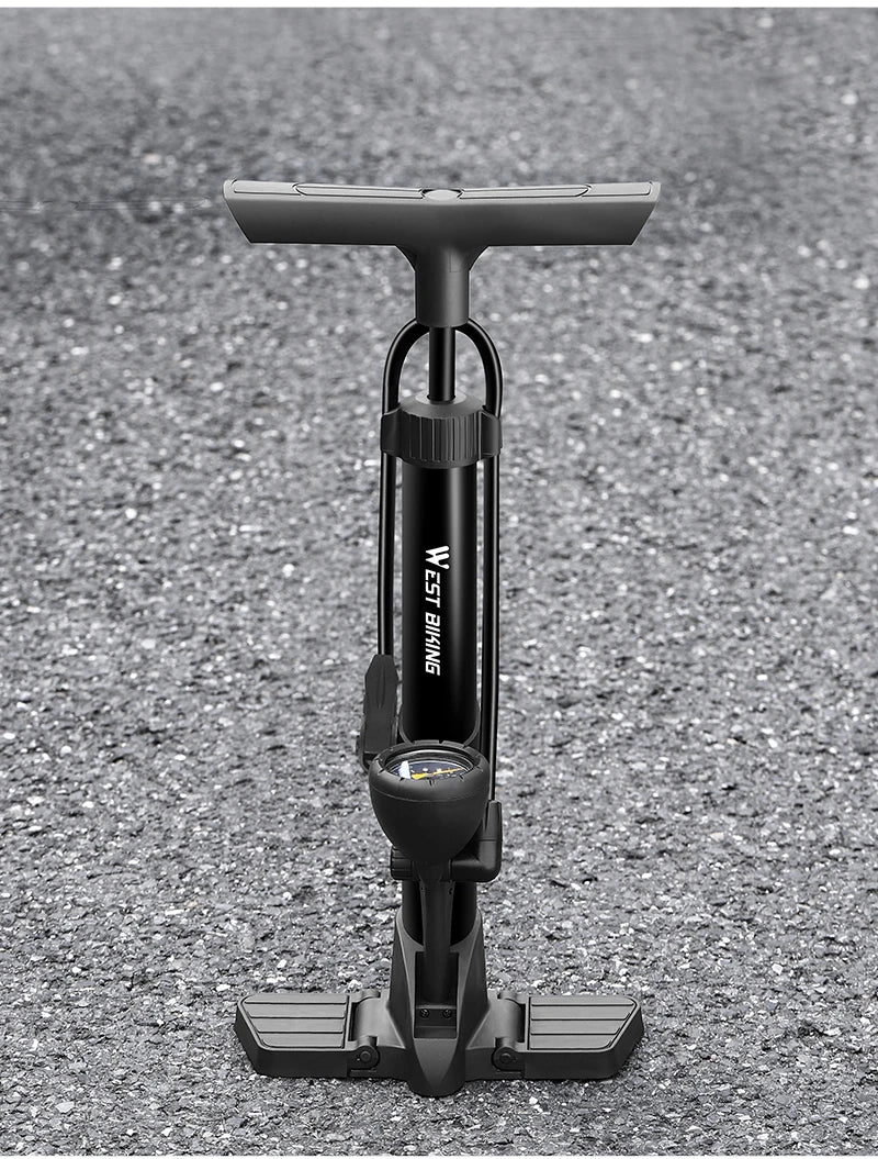 WEST BIKING Bicycle Pump 160PSI Portable Steel Vertical Pump Schrader Presta Valve Inflator MTB Road Bike Pump Bike Accessories
